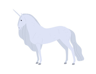 Beautiful fantasy white unicorn vector flat illustration © Good Studio