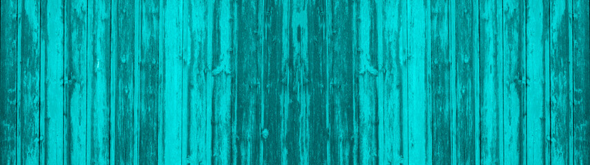 Fototapeta na wymiar Aquamarine turquoise rustic wooden texture - wood background banner panorama