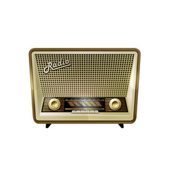Isolated illustration of Classic Vintage Radio. Editable EPS vector