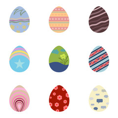 Set of easter eggs with colorful texture on a white background use for happy easter in spring holiday vector illustration.