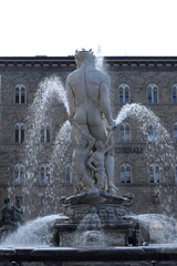 Beautiful historic Neptune fountain in Florence Italy © A_laia