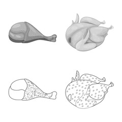 Isolated object of product and poultry logo. Set of product and agriculture vector icon for stock.