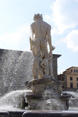 Beautiful historic Neptune fountain in Florence Italy