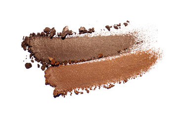 Eye shadow glitter shimmer red brown multi colored texture swatch background white isolated 