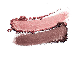 Eye shadow glitter shimmer red brown multi colored texture swatch background white isolated 