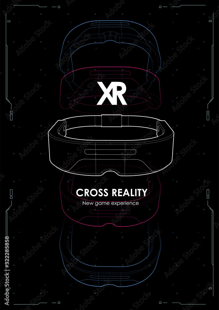 Poster vr glasses with abstract gradient background. creative futuristic concept. modern template for web a