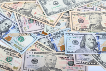 Turkey handful of paper money on a white background