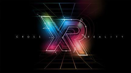 XR logo layout. Modern template for web and print. Cross reality concept.
