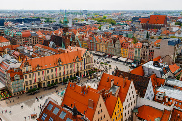 Fototapeta na wymiar WROCLAW, POLAND - MAY 1, 2019: The top of view from tower in city center