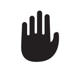 hand open palm stop black on a white isolated background. Vector image