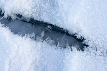 snow and ice feathers on ice