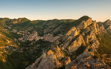 Castelmezzano village in Apennines Dolomiti Lucane. Basilicata, Italy