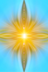 Abstract star in blue sky. Multicolor background for text. Energy flower - concept.