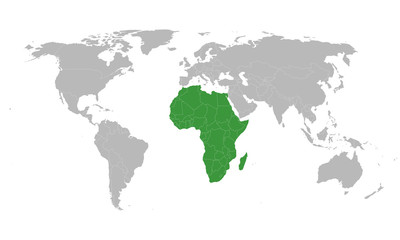 African union member states highlighted on world map. Perfect for Business concepts, backgrounds, backdrop, banner, charts, label, sticker and wallpapers.
