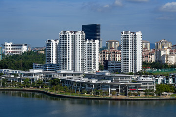 Putrajaya city with lake at noon in Malaysia