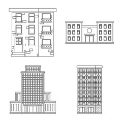 Isolated object of architecture and exterior icon. Set of architecture and city stock vector illustration.