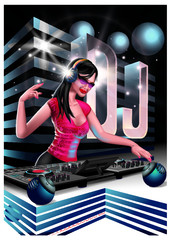 DJ girl in the club thecno house music dance night woman 