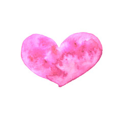 Watercolor big pink Heart love. Valentines day background texture. Hand drawn