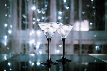 martini glass on a black background