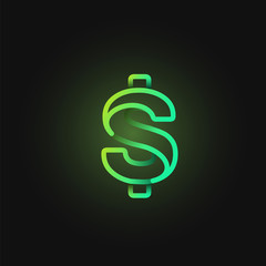 Green paper folded character from a typeset, vector illustration