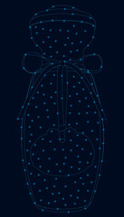 Contour of a perfume bottle of blue lines with luminous lights. Vector illustration