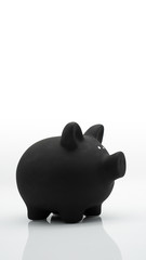 black piggy bank on white background upright