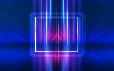 Dark abstract futuristic background. The geometric shape of the rectangle in the middle of the...