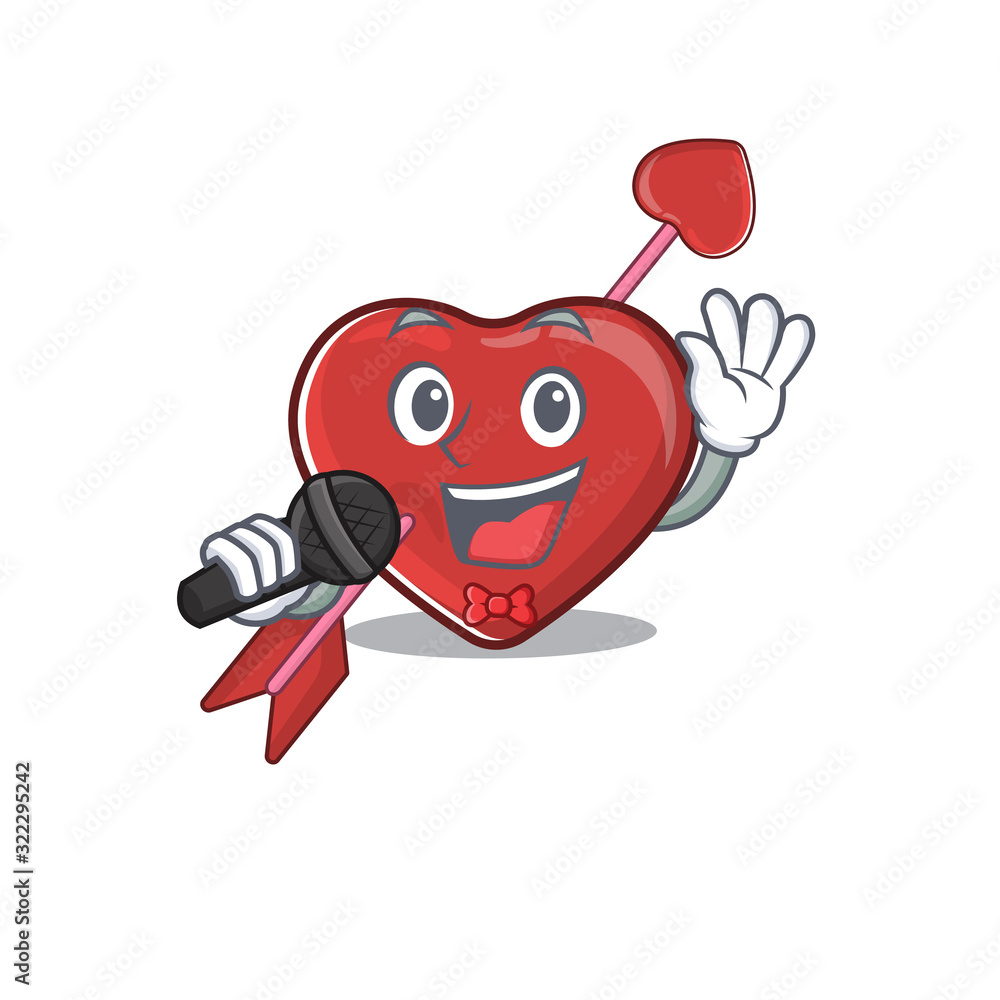 Sticker Happy heart and arrow singing on a microphone