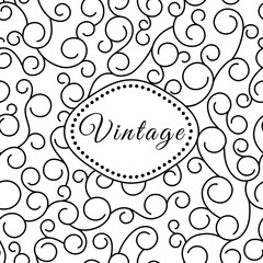 Elegant geometric monograms. Black and white. Ornament. Seamless pattern. Vector illustration	