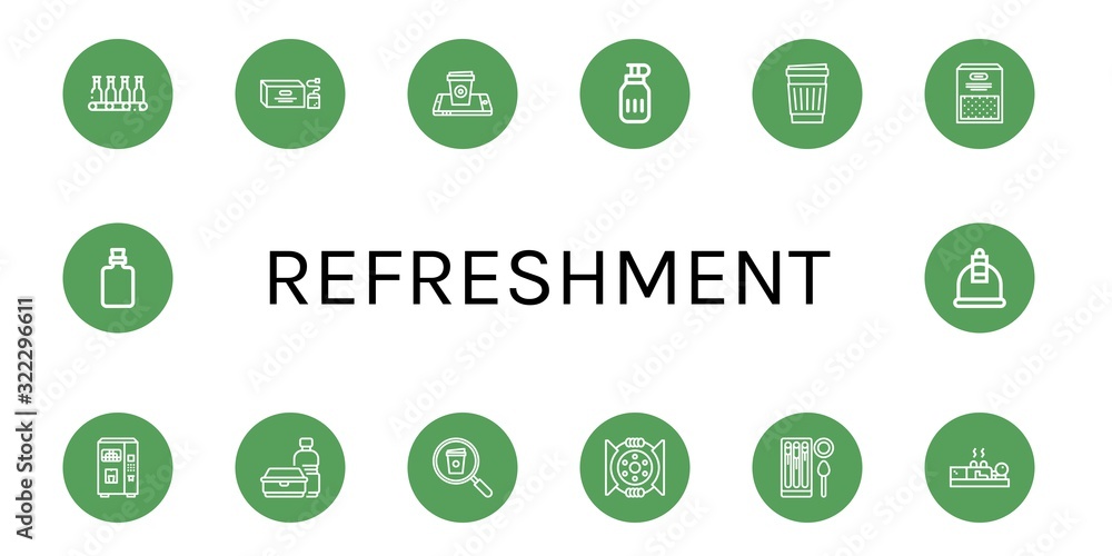 Poster refreshment simple icons set