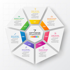 Vector heptagon element for infographic,Business concept with 7 options.
