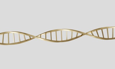 Golden Dna model isolated in white background. Science and technology concept. 3d rendering - illustration.