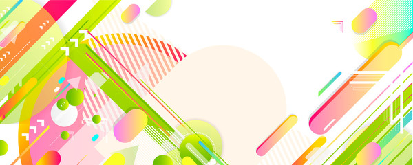 Green and yellow lines and points white background. Banner summer ecology poster triangle vector futuristic