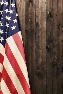 4th of July, the US Independence Day, place to advertise, wood background, American flag, United States of America