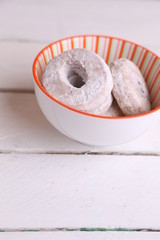 Fototapeta na wymiar homemade bagel with sugar in bowl