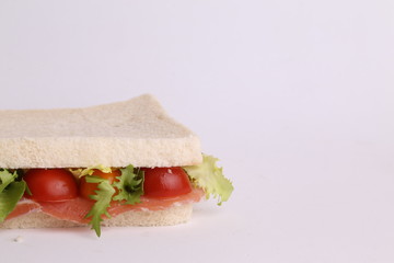 Spanish serrano ham sandwich with tomato and lettuce