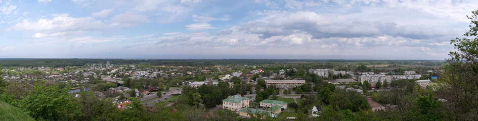 Fototapeta na wymiar Panoramic view. Beautiful landscape on the city of Chyhyryn in Cherkasy region, Ukraine