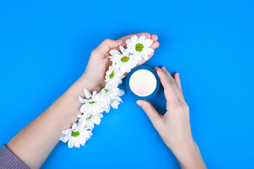 Natural creams for healthy skin. Natural cosmetic. The concept of natural medicine. Eco medicine. flat lay