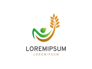 People and Wheat Logo Template Design Vector. Icon. Symbol. Emblem.