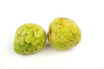  Cherimoya fruits  isolated on white background.        