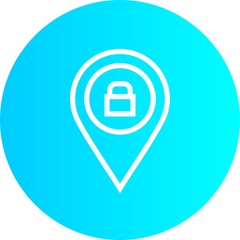 Blue Gradient Circle  security padlock Location to use in web application interface. It can also be used for travel and tourism industry.