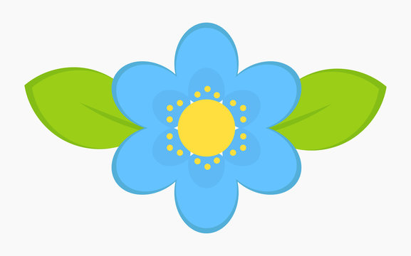 Blue flower with leaves icon.