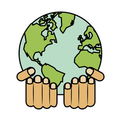 hands lifting world planet earth ecology icon