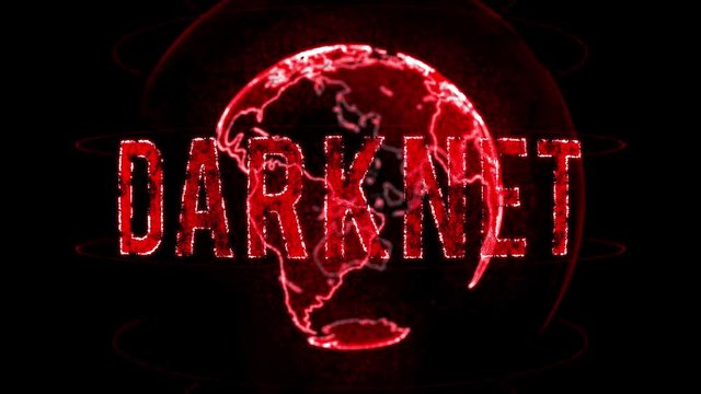Darknet text word around futuristic red globe rendered with focus depth of field