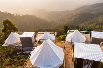Camping tents on the mountains in Chiang Mai, Thailand.
