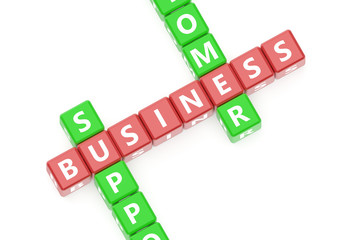 3D Rendering Business Text on Red Square Boxes