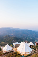 Camping tents on the mountains in Chiang Mai, Thailand.