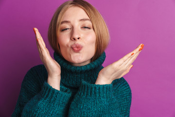 Happy young woman posing isolated