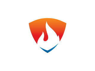 Fire shield logo symbol or icon template