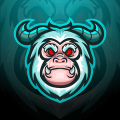 Yeti head mascot logo for electronic sport gaming logo 